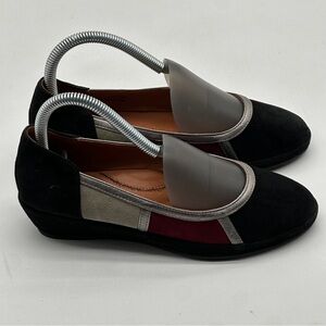 L'Amour Des Pieds Betty Jane Flats Size 6 Black Red Suede Low Wedge Comfy Shoe